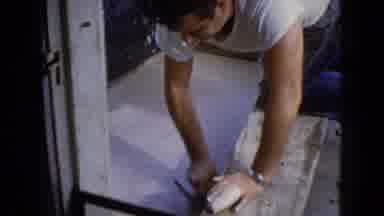 Wauconda Illinois USA (1960): Man Finishing The Concrete On The Top Step That He