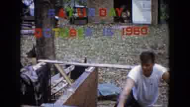 Wauconda Illinois USA (1960): People Building A Storage Bin In Backyard With Tarp