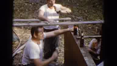 Wauconda Illinois USA (1960): Two Men Finishing The Concrete Steps They Just