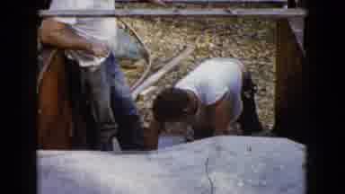 Wauconda Illinois USA (1960): Two Men Finishing The Concrete They Just Poured For