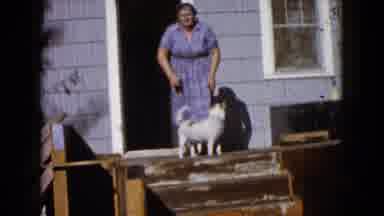 Wauconda Illinois USA (1960): An Older Women On The Stairs Of Her Door With Her