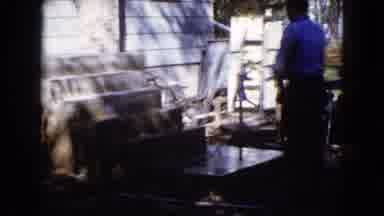 Wauconda Illinois USA (1960): Man Power Washing Steps