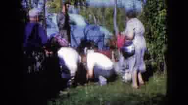 Wauconda Illinois USA (1960): Many Of The Persons Are Talking In The Garden