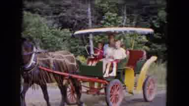 Buffalo New York USA (1961): Two Girls And Mother Riding In A Horse Drawn Carriage