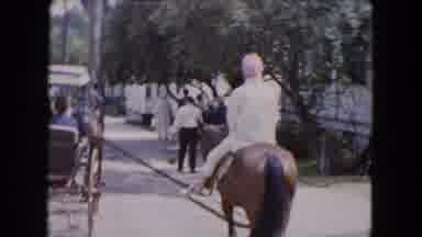 Buffalo New York USA (1961): A Person Riding A White Horse Next To A Carriage On