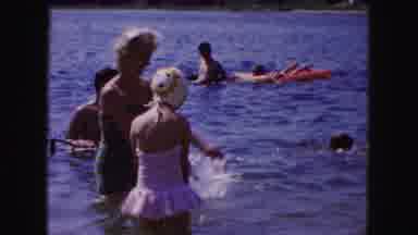 Buffalo New York USA (1961): Woman And Children Entering Water And Getting Used To