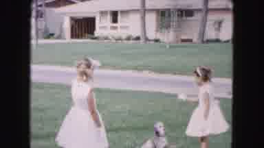 Buffalo New York USA (1961): Two Girls In Adorable White Dresses Playing With A
