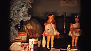 Buffalo New York USA (1961): Little Girl Sets Bowling Pins During Family Christmas