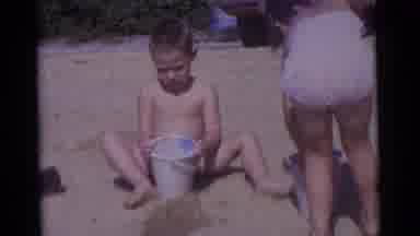 Camden New Jersey USA (1961): Young Children Playing In Sand On Beach With Buckets