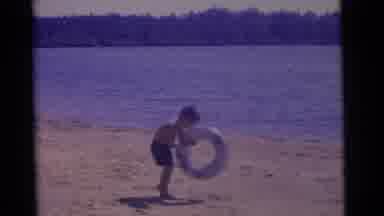 Camden New Jersey USA (1961): Beach Water Sand Family Kids Tube Swimming Swing Bat