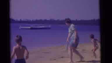 Camden New Jersey USA (1961): Two Small Boys And Woman Playing With A Bat And Ball