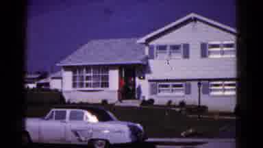 Hagerstown Maryland USA (1961): White Single Family House With People Walking