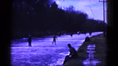 Hagerstown Maryland USA (1961): People Ice Skating On A Frozen River