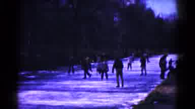 Hagerstown Maryland USA (1961): A Frozen River In The Winter With A Lot Of People