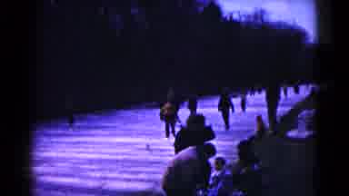 Hagerstown Maryland USA (1961): People Ice Skating Together On A Frozen Lake Near