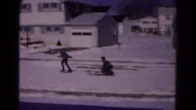 Hagerstown Maryland USA (1961): Guy Pulling Snow Sled