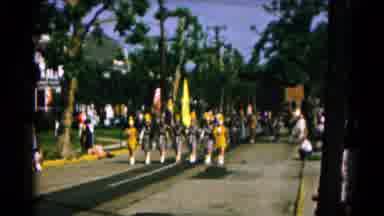 Hagerstown Maryland USA (1961): Marching Band Going Through Local Streets And