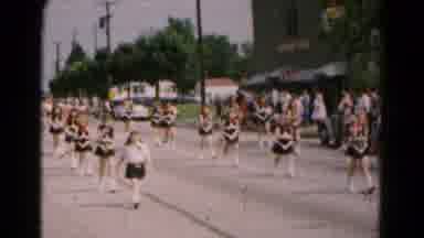 Hagerstown Maryland USA (1961): Baton Twirlers Dressed In Band Uniforms Marching