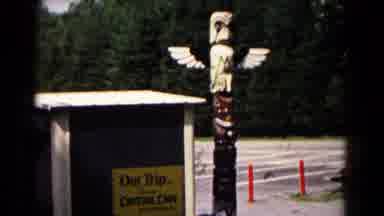 Hagerstown Maryland USA (1961): Wooden Eagle Totem Pole In Parking Lot While Group