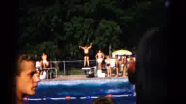 Hagerstown Maryland USA (1961): People Having Fun Swimming And Diving In A Large