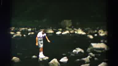 Hagerstown Maryland USA (1961): Young Boy Crossing Body Of Water By Walking Across
