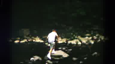 Hagerstown Maryland USA (1961): Boys Walking More Carefully Over Rocks Than Is