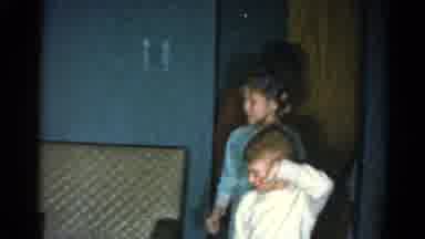 Catskill New York US (1962): Three Children Walking Wearing Pajamas To Start
