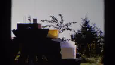 Catskill New York US (1962): Woman Wearing White Dress Walks To White Box On A