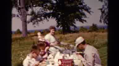 Catskill New York US (1962): Everyone Is Sitting In The Sun And Eating On The