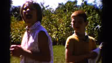 Catskill New York US (1962): Mother And Son Posing For Video Camera