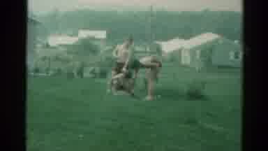 Catskill New York US (1962): Playing Football In The Backyard