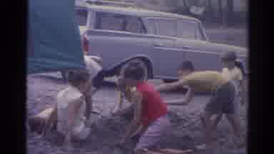 Catskill New York US (1962): Children Playing On The Beach On A Family Day While