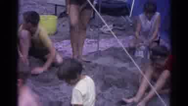 Catskill New York US (1962): A Group Of Children Playing In The Sand And Building