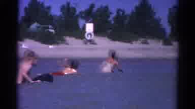 Catskill New York US (1962): Family Enjoying Beach Fun