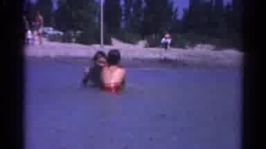 Catskill New York US (1962): Two Children A Boy And A Girl Play In Lake