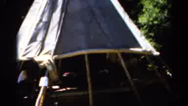 Catskill New York US (1962): People Under Tent Sitting Down And Moving Around