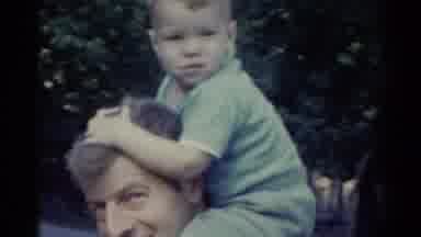 Catskill New York USA (1962): Toddler Riding The Shoulders Of His Father