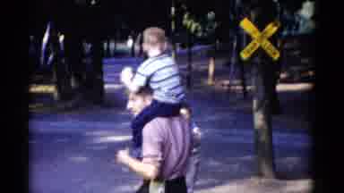 Catskill New York USA (1962): Family In The Park With Children On Adults Shoulders