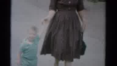 Catskill New York USA (1962): Mother Holds Child's Hand As The Walk Down The Side