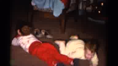Catskill New York USA (1962): Two Toddlers Playing Together On A Livingroom Floor
