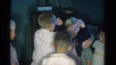 Catskill New York USA (1962): Group Of Children Walking Under Two Kids Holding