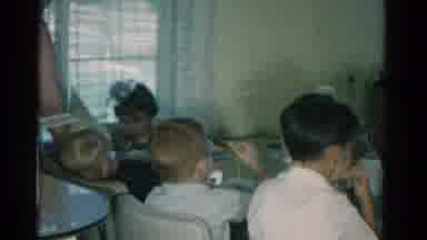 Catskill New York USA (1962): Kids Gathered Around The Birthday Boy Opening His