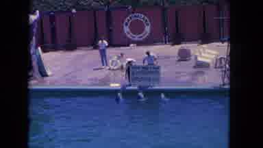 Los Angeles California USA (1962): Kids Playing And Swimming At Pool