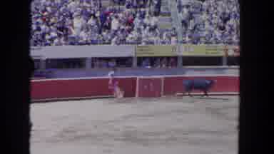 Los Angeles California USA (1962): Two Matadors With Angry Bull Bull Misses Red