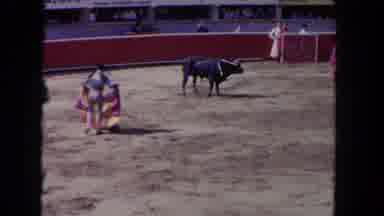 Los Angeles California USA (1962): Two Bullfighters And One Bull Which Has Been
