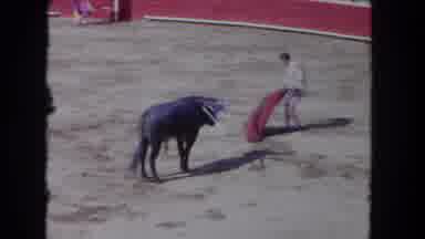 Los Angeles California USA (1962): Bullfighter Successfully Parrying A Wounded