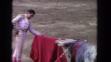 Los Angeles California USA (1962): One Man Shows The Colour Cloth To The Bull And