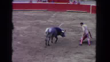 Los Angeles California USA (1962): One Man Shows The Colour Cloth To The Bull And