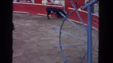 Los Angeles California USA (1962): Bullfighter Provoking A Bull With A Purple Cape