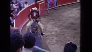Los Angeles California USA (1962): Bullfighting And Horse Riding In A Ring In